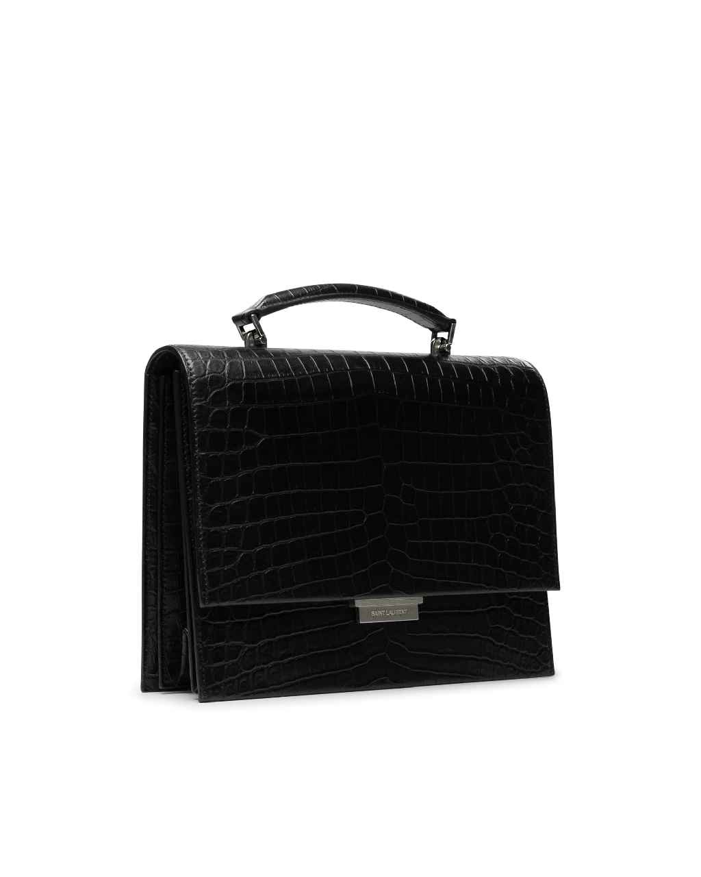 Saint Laurent Babylone Top Handle Bag Crocodile Embossed Leather Medium