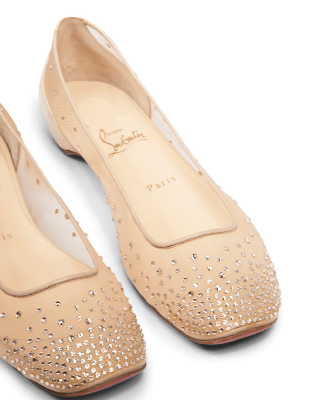 CHRISTIAN LOUBOUTIN Follies Strass Ballerinas T37 IT Beige